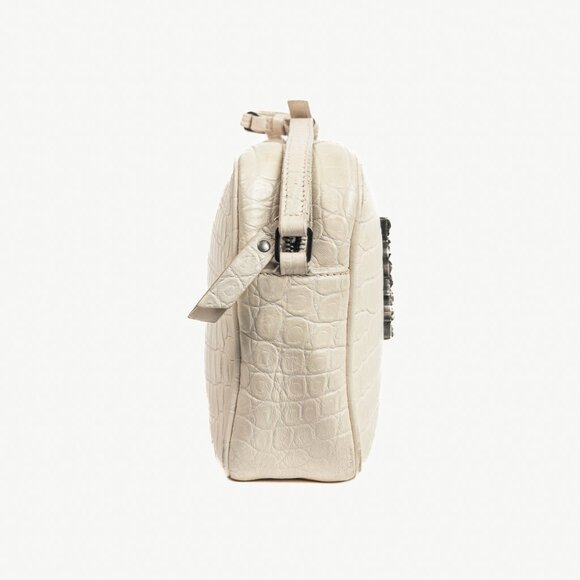 Saint Laurent Lou Camera White Croc-Embossed Crossbody - Picture 3 of 14